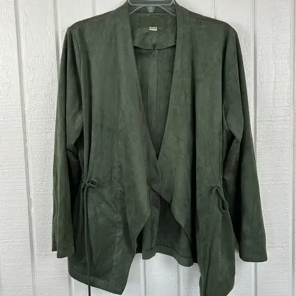 Blank NYC Women Green Suede Long Sleeve Jacket Fairy Boho Grunge Size Medium - Picture 8 of 11